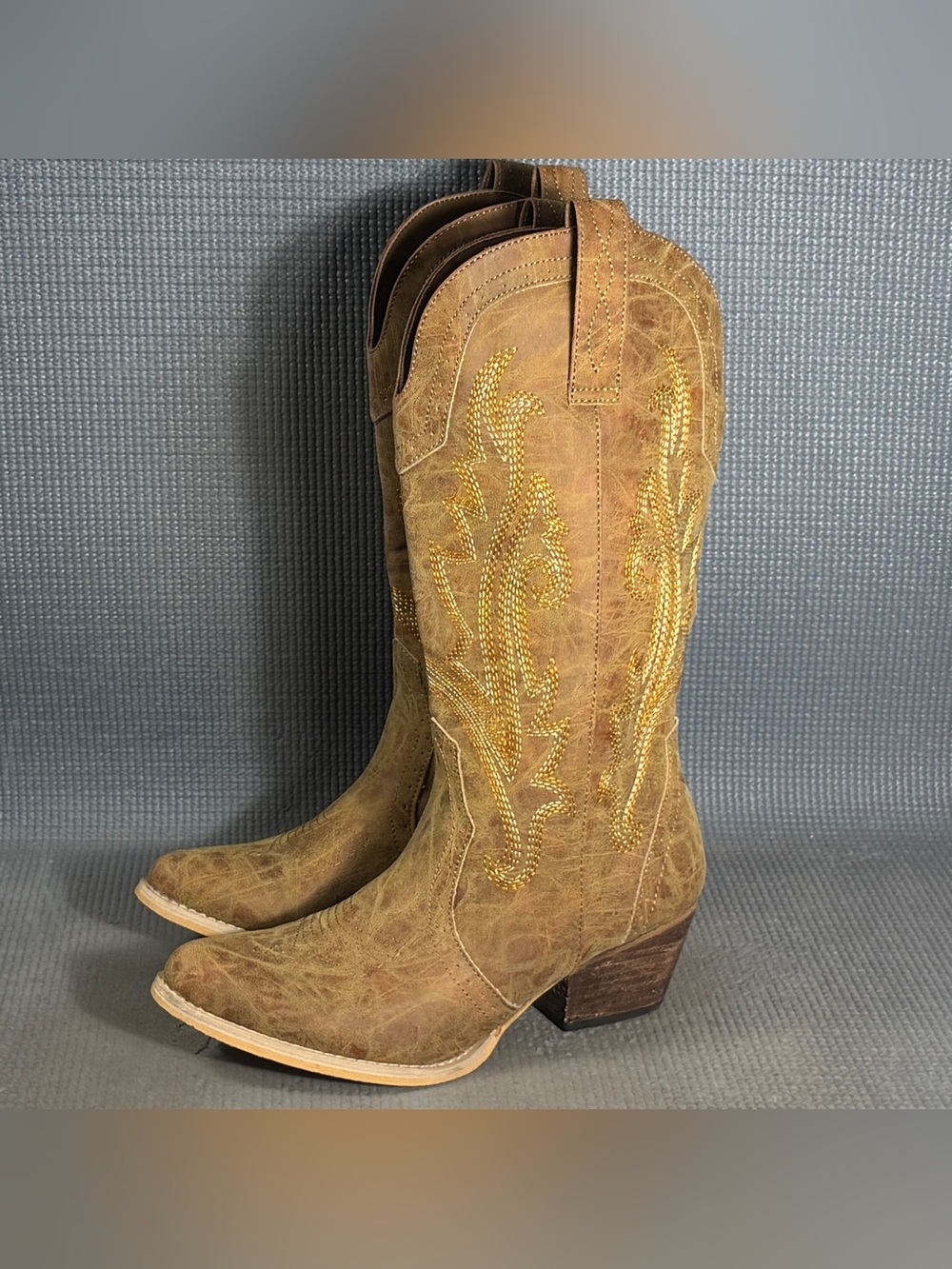 Rollda Women's Mid-Calf Classic Cowboy Boots Size 8.5